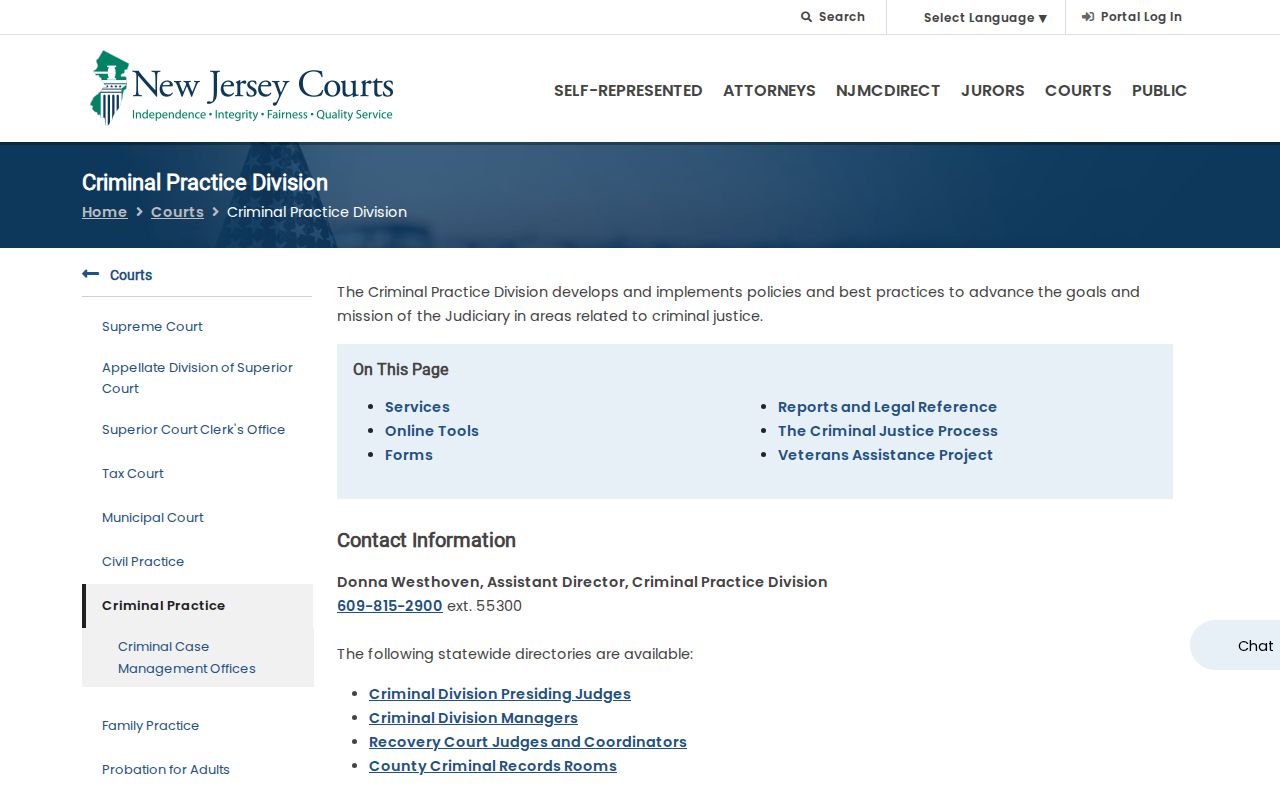 New Jersey Judiciary criminal tools for Essex County court case records