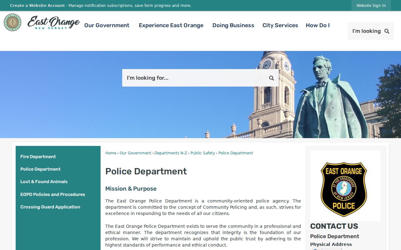 East Orange criminal records Police Records Bureau services
