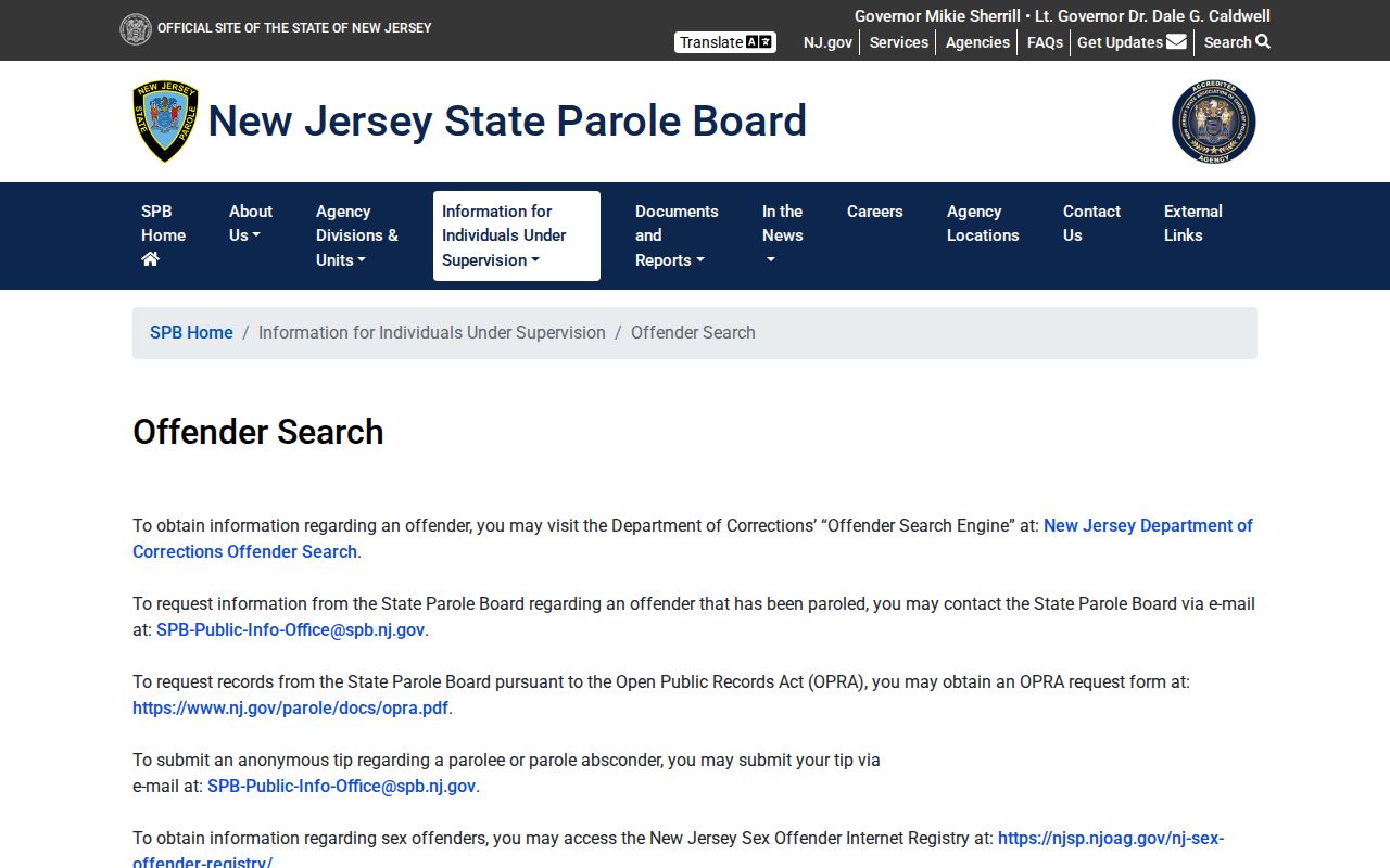 Essex County criminal history parole and corrections search channels