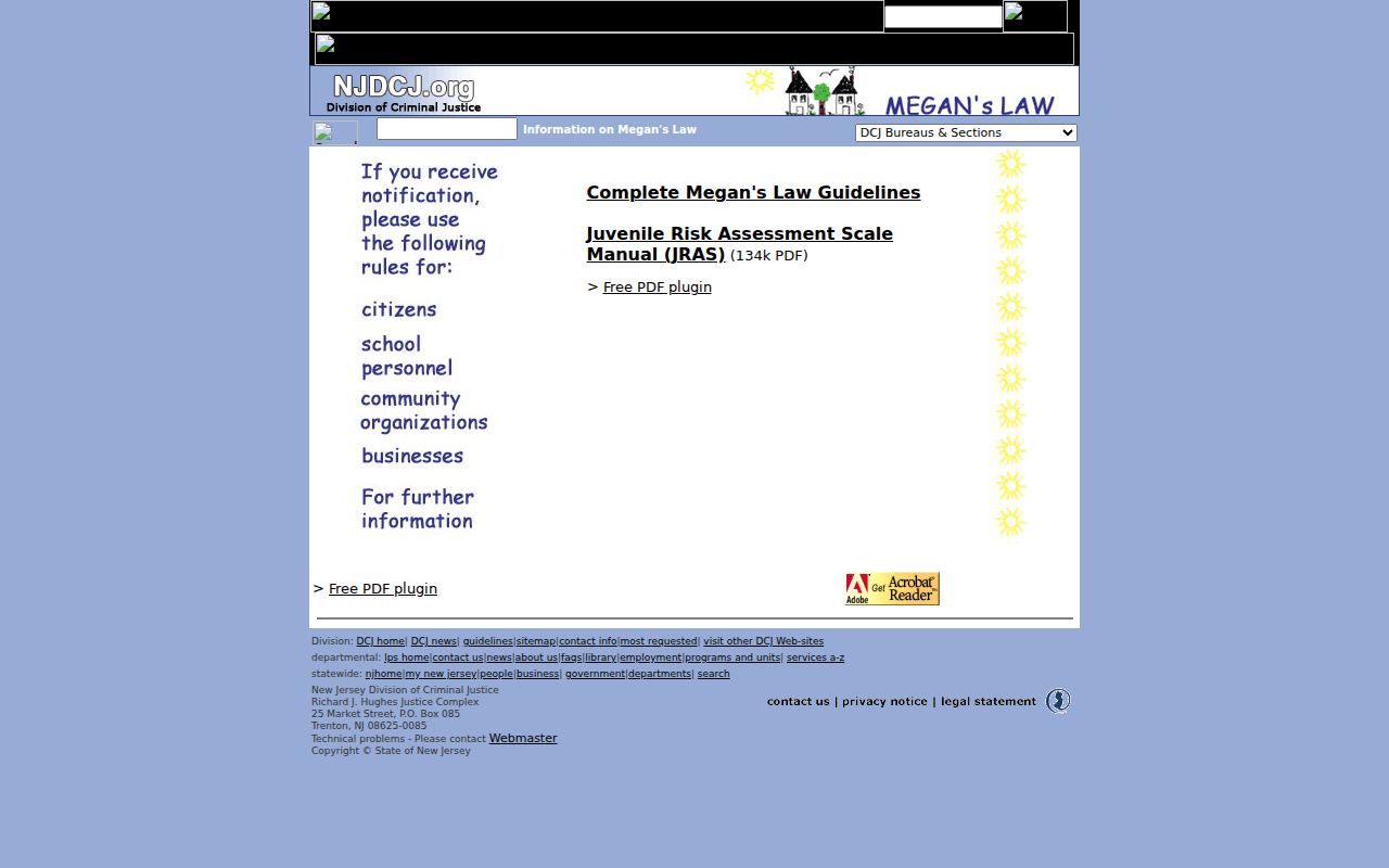 New Jersey Megan's Law guidance for Essex County sex offender records